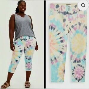 TORRID Women's Tie-Dye High Rise Crop Legging Jeans Stretch Cotton/Rayon 14W